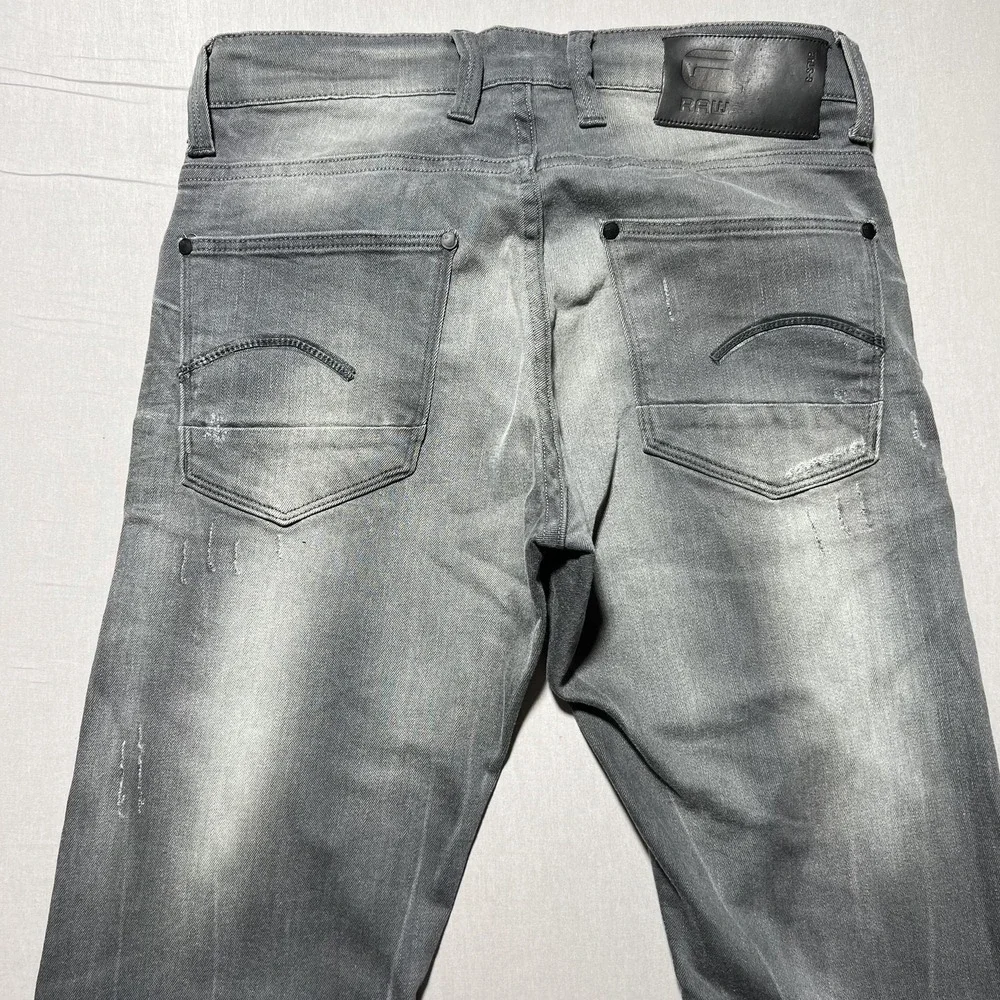 G-Star‎ RAW Defend Super Slim Jeans Mens 30x35 Gray Distressed Denim Button Fly